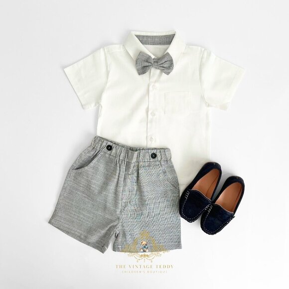 Other - NWT Handsome Boys Oxford Button Down Shirt Shorts & Bow Tie Matching Set 3T